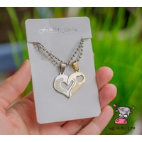 Кулон парный для двоих "I love you. Silver. Gold" Цена за 1 пару. Сталь